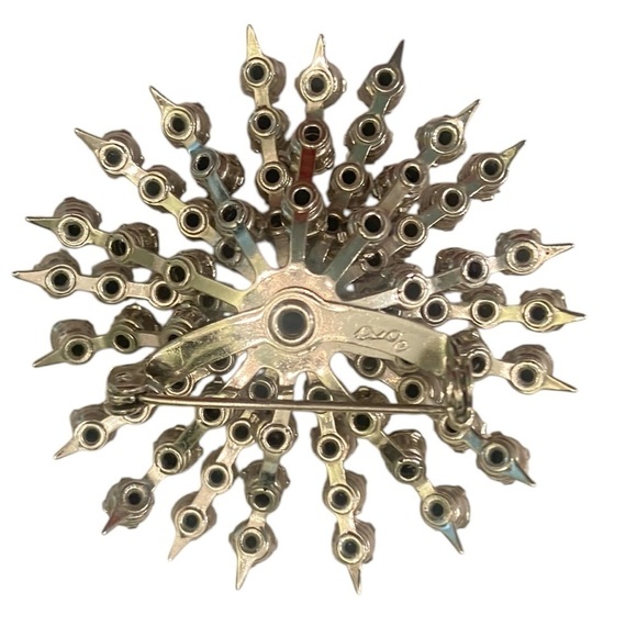 Vintage Coro clear rhinestone crystal starburst brooch marked - Picture 4 of 7
